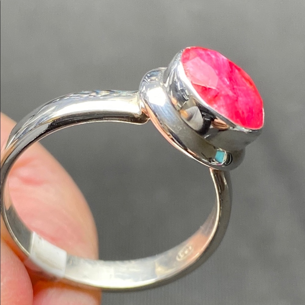 Ruby Ring Size 9 In Solid Sterling Silver 925 - image 5